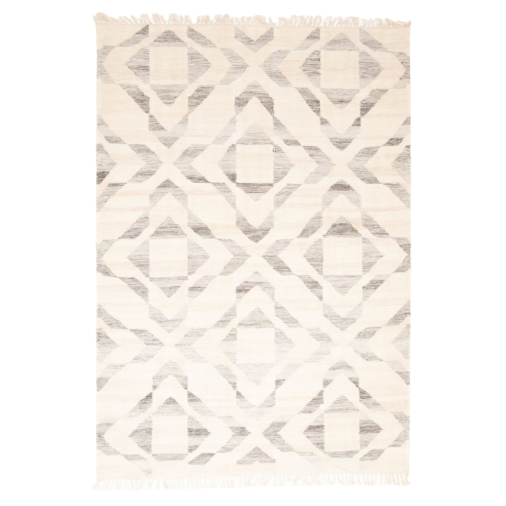 ECARPETGALLERY Flat-Weave Ankara FW Cream Wool Kilim - 5'2 x 7'7