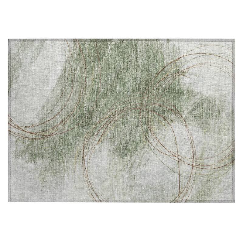 Machine Washable Indoor/ Outdoor Abstract Modern Chantille Rug