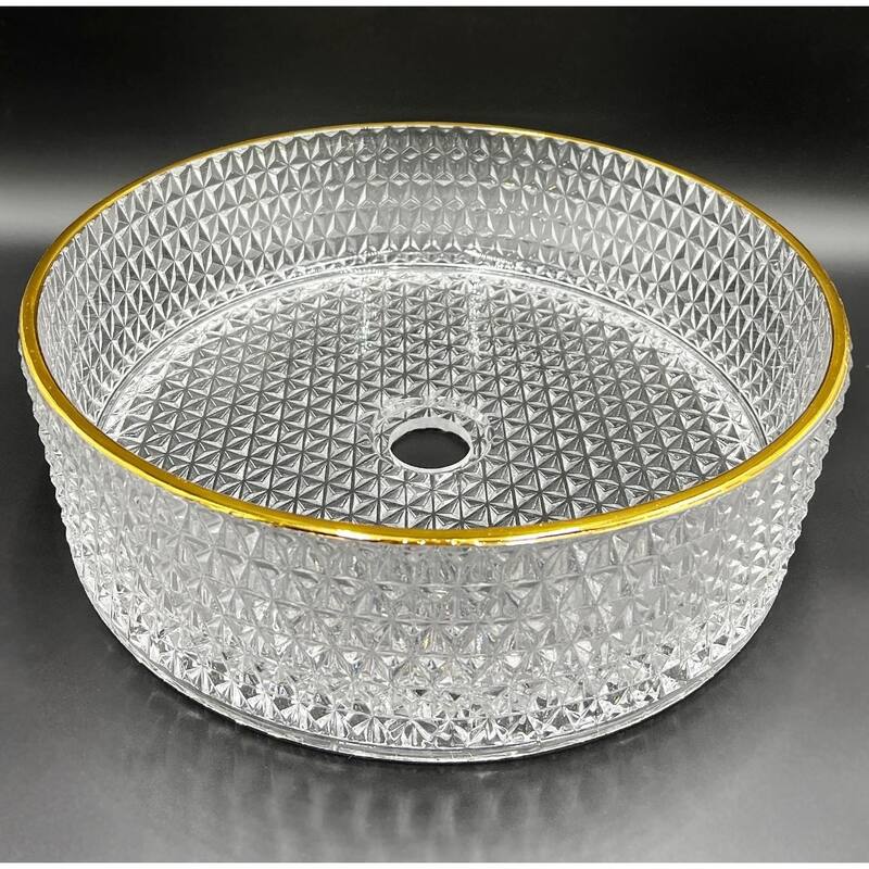 Scotch Round Basin Glass Crystal Bathroom Vessel Sink in Multiple Colors