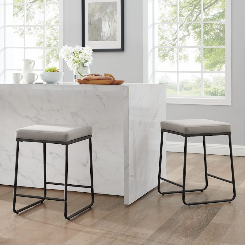 Beckett 2Pc Counter Stool Set - 16 "W x 18.5 "D x 24 "H - Grey