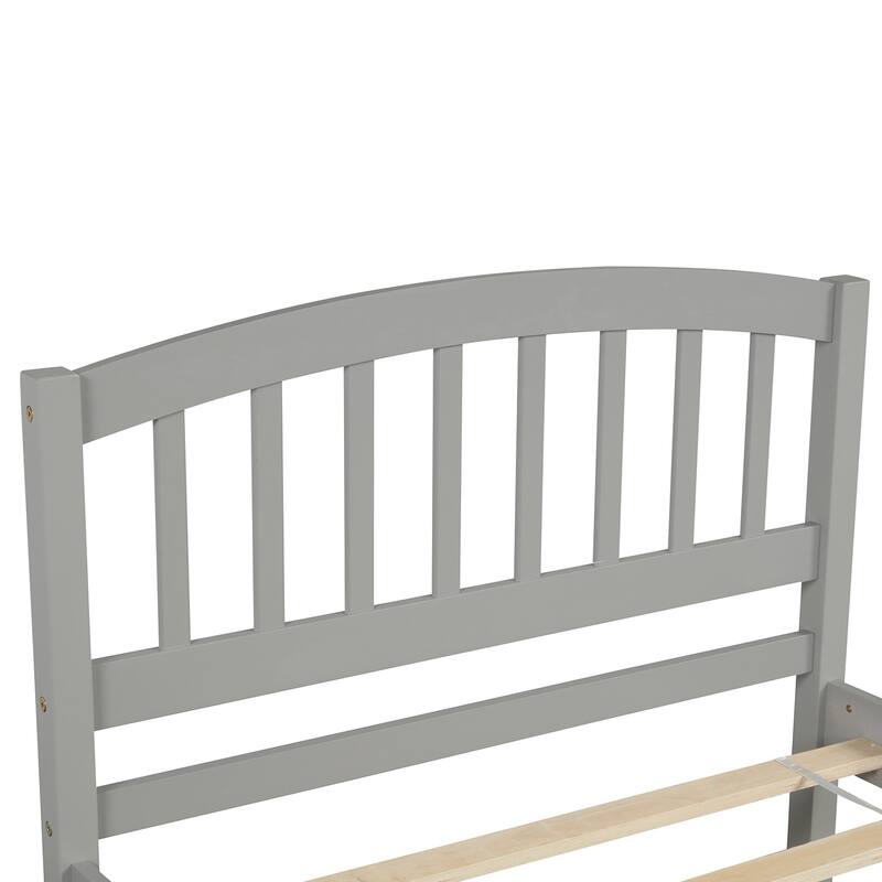 Twin Pine Platform Bed with Trundle & Slat Headboard