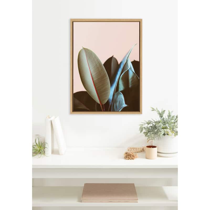 Kate and Laurel Sylvie Ficus Elastica Framed Canvas by Alicia Bock