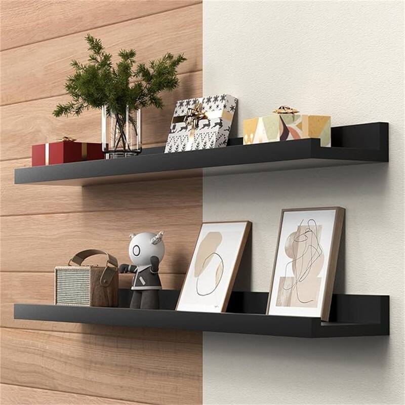 Floating Shelves Wall Mounted Set of 2 - 3.9"D x 35"W x 1.6"H - Black