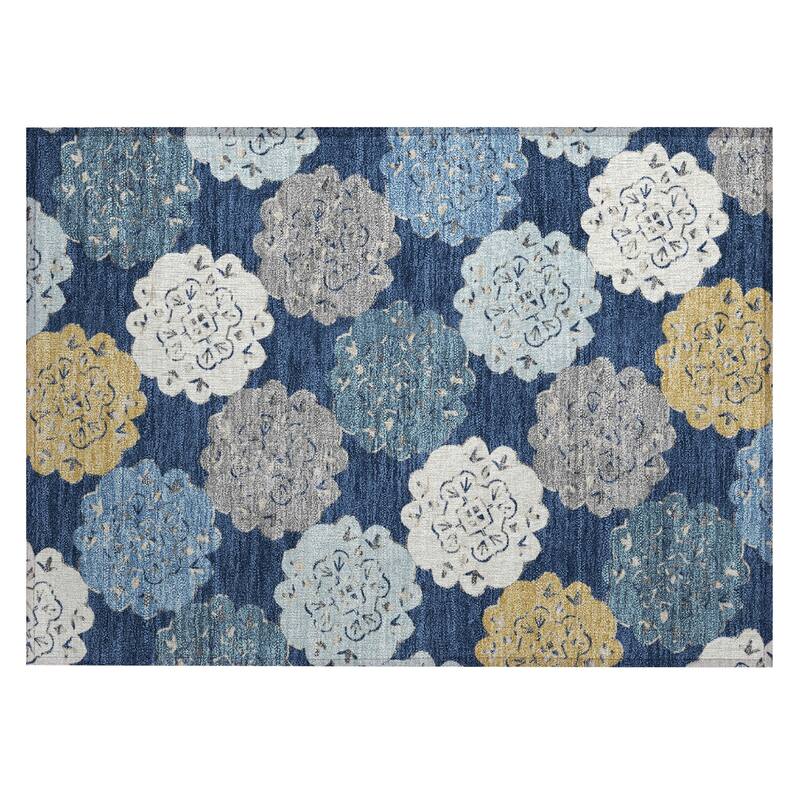 Machine Washable Indoor/ Outdoor Global Motif Chantille Rug