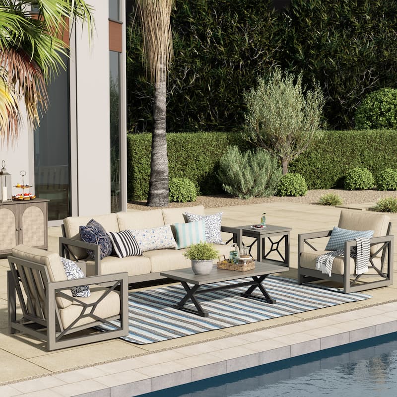 Outdoor Club Swivel Chair with Sunbrella Cushion - 5-Piece