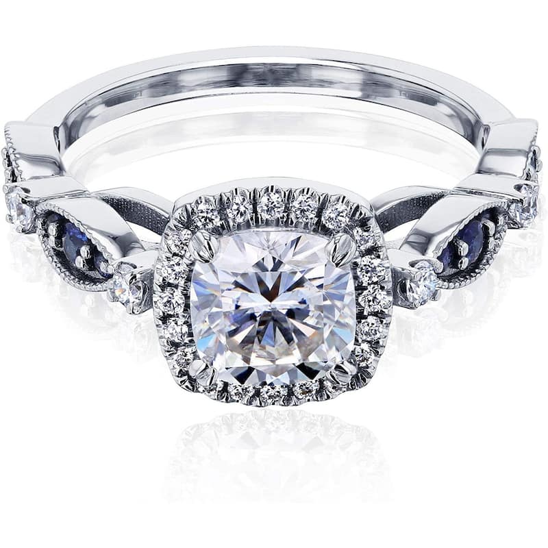 Annello by Kobelli 14K Gold Moissanite with Halo Eyelet Engagement Ring (HI/VS, GH/SI) - 4 - White