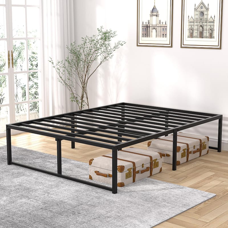 VECELO 14/16/18 inch Metal Platform Bed Frames Steel Slat,Mattress Foundation with Steel Slat Support/No Box Spring Needed