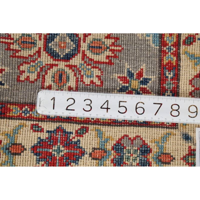 Gray Geometric Kazak Oriental Accent Rug Handmade Wool Carpet - 2'1"x 2'10"