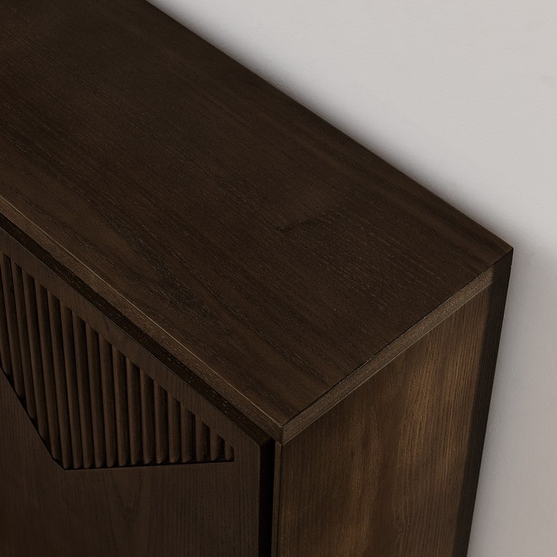 Mid Century Modern V-shape Storage Cabinet, Buffet Cabinet with Storage, Narrow Side Cabinet