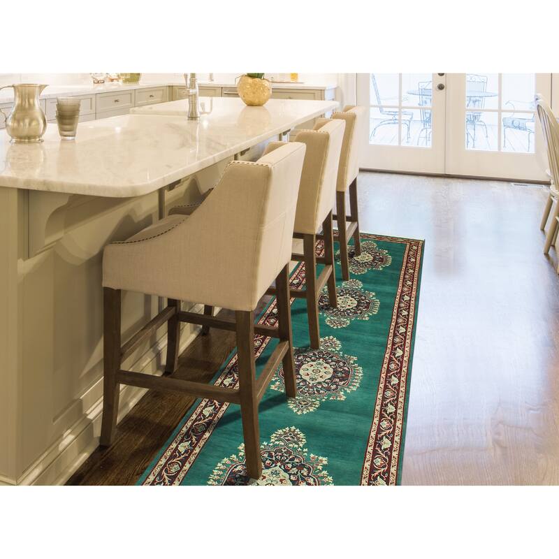 Pak-Persian Ed Green/Ivory Runner - 2'8" x 9'11"