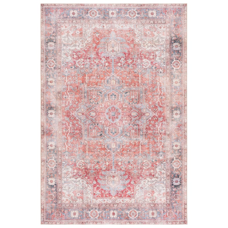 SAFAVIEH Vintage Rossana Serapi Machine Washable Slip Resistant Rug - 6' x 9' - Red Orange/Grey