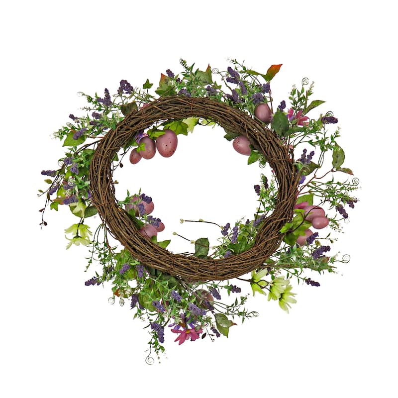 National Tree Company 22 in. Flowering Pink Eggs Easter Wreath