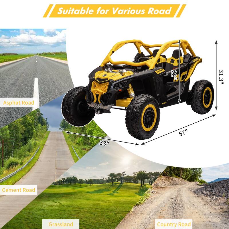2-Seater Licensed Can-Am Electric Off-Road Ride-On UTV Car for Kids Best Gifts