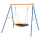 preview thumbnail 1 of 10, 40 Inch Saucer Swing Seat with A Shaped Metal Frame Stand Ideal Gift for Kids - 81.10"L x 72.05"W x 71.26"H