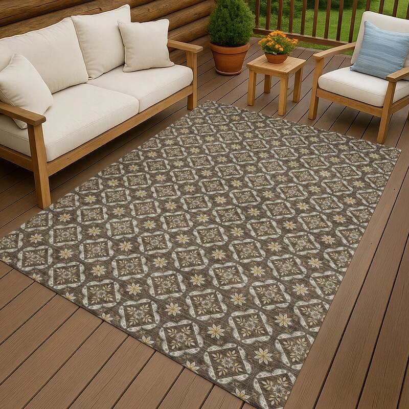 Machine Washable Indoor/ Outdoor Contemporary Granby Chantille Rug - Chocolate - 5' x 7'6"