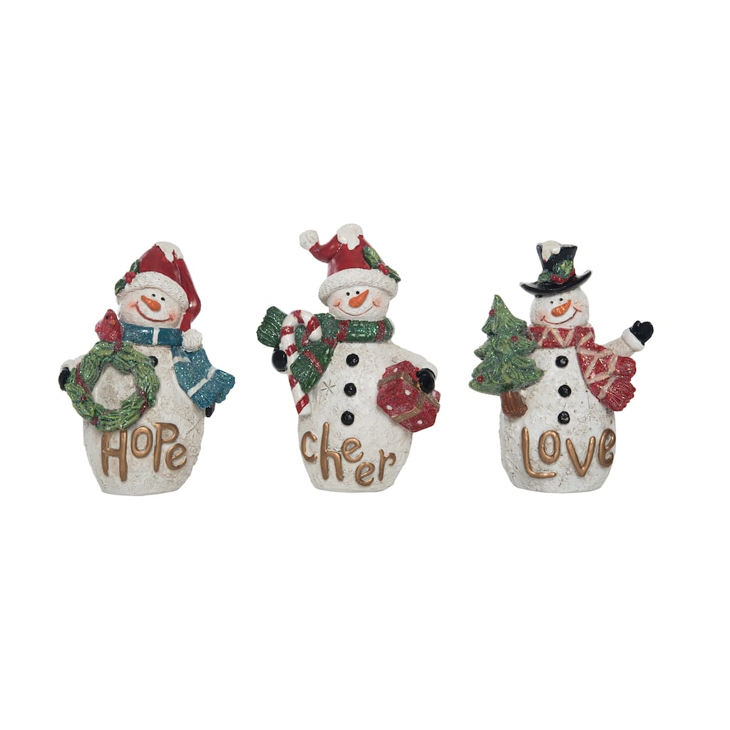 Transpac Resin Snowman w/Text Figurine Set of 3 Christmas Home Decorations