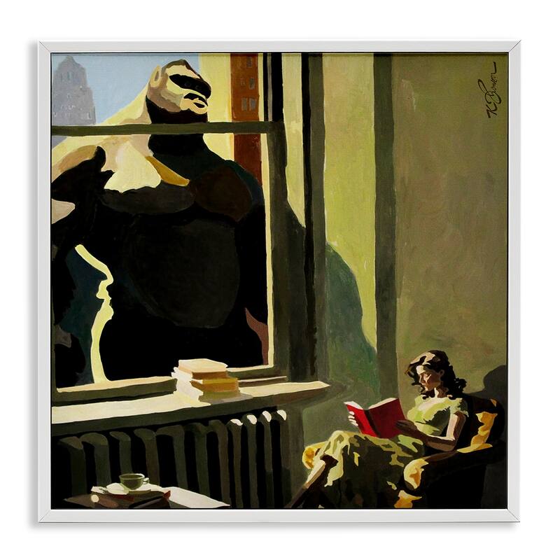 Stupell Gorilla in Window Scene Framed Giclee Art Design By Keith Thomson - 24 x 24 - White