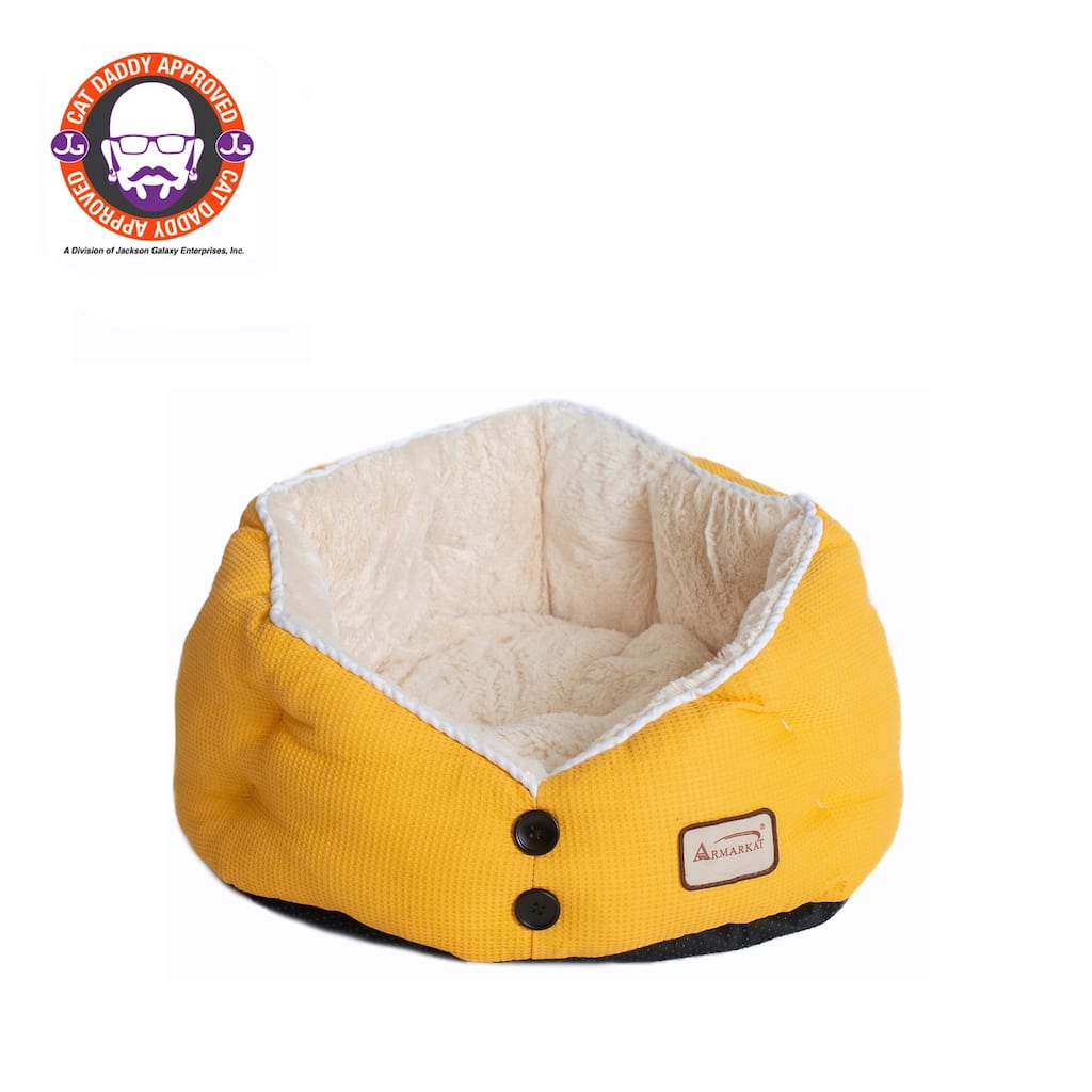 Cat Bed Yellow and White - 22"(L) x 18"(W) x 14"(H)