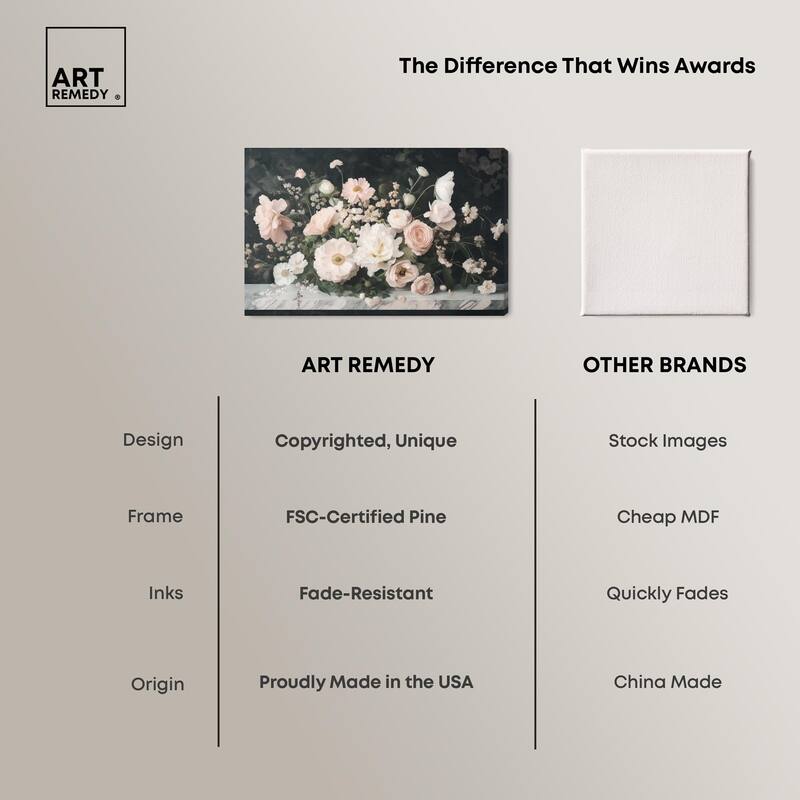 Marble and Blooms Canvas by Art Remedy, Gallery Wrapped