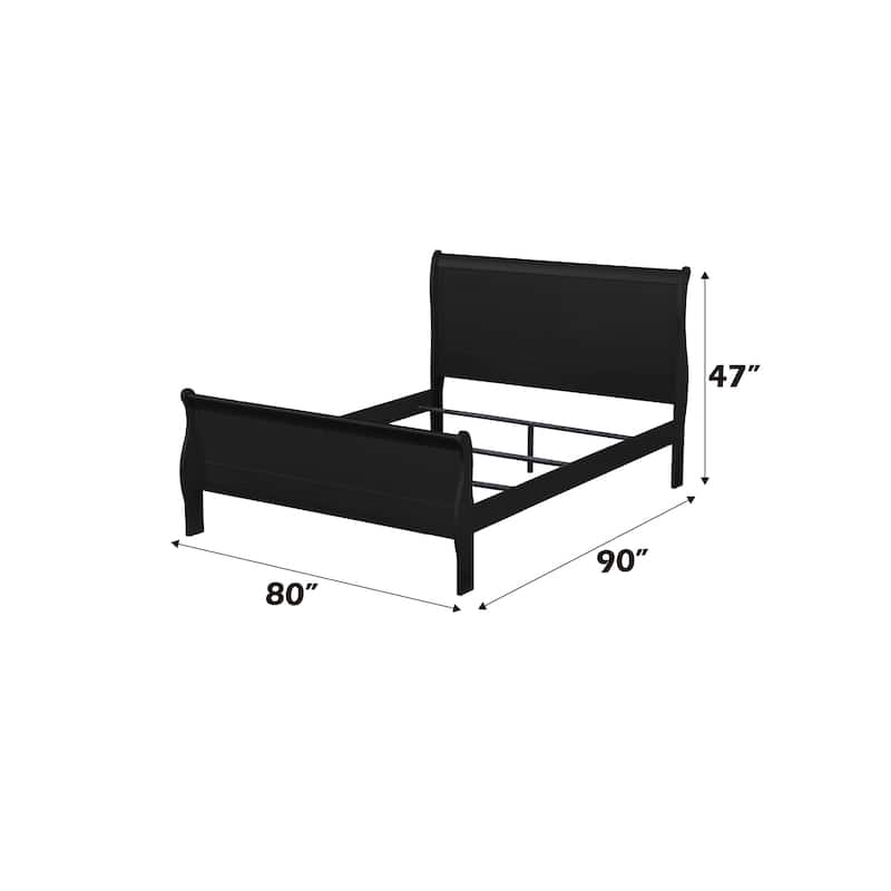 Eastern King Sleigh Bed in Black Finish with Low-Profile Footboard