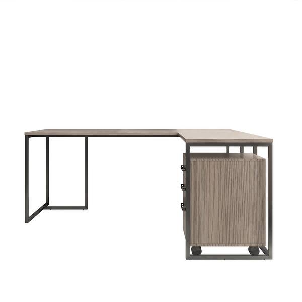 Foggio 72 L Shaped Credenza Desk In Dark Grey Oak On Sale Overstock 32819271