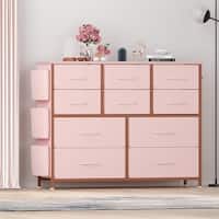grey and pink dresser Ashley Wistenpine 6 Drawer Dresser and Mirror, Blush main image 0