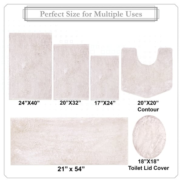 dimension image slide 5 of 28, Luxury Plush Bathroom Rug Set - Quick-Dry, Soft Microfiber, Non-Slip, Absorbent & Washable Bath Mats