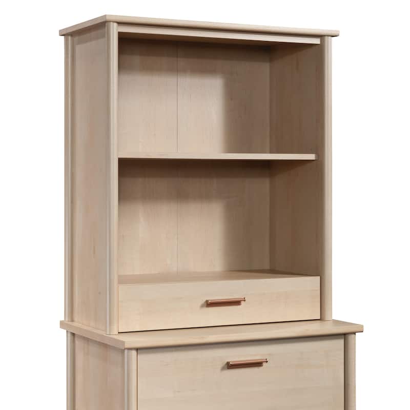 Wood Library Hutch with Rustic Design, Brown - 35.55" W x 15.75" D x 37.21" H