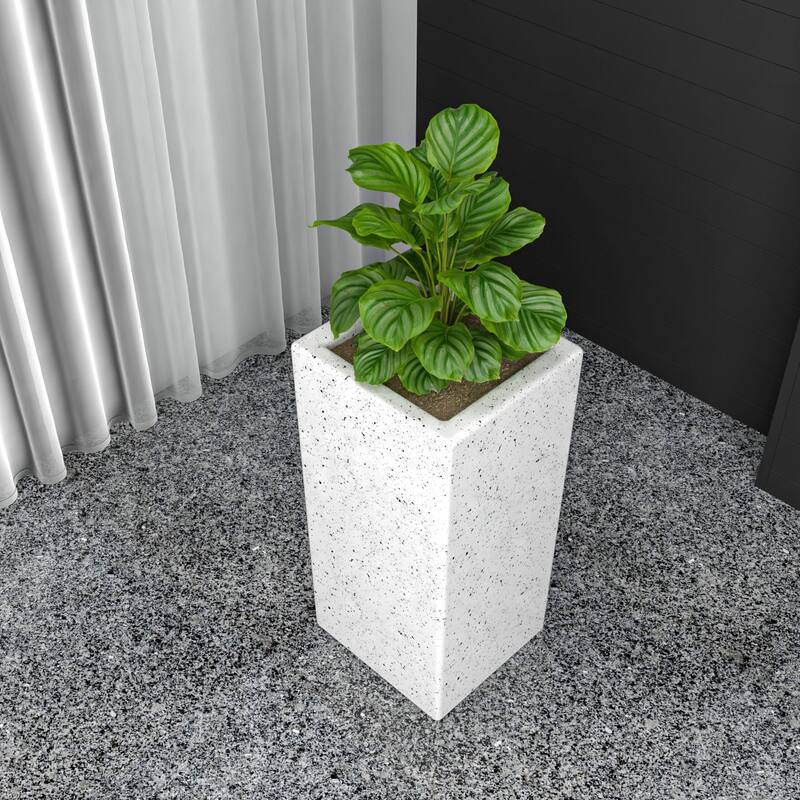 Modern Tall Square in Fiberstone and MGO Clay Planter Terra Series