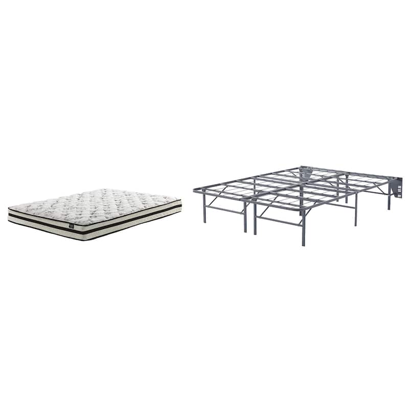 Signature Design by Ashley 8 Inch Chime Innerspring Black/White 2-Piece Mattress Package - Full