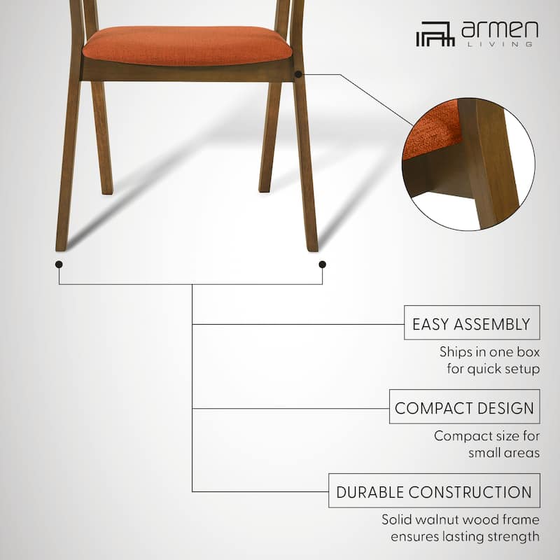 Santana Mid-Century Modern Upholstered Wood Dining Chairs - Set of 2