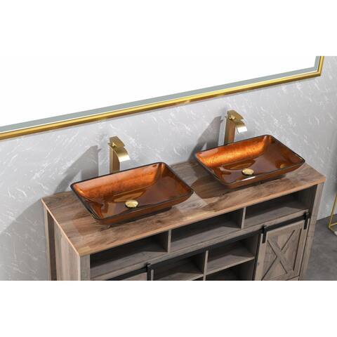 22.5" L -L -14.5" W -4 1/2 in. H Bathroom Sink Set with gold Faucet