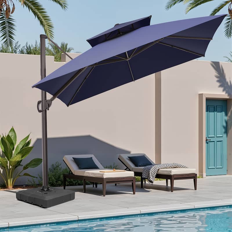 Pellebant Outdoor 9x11FT Patio Cantilever Umbrella Dual Top