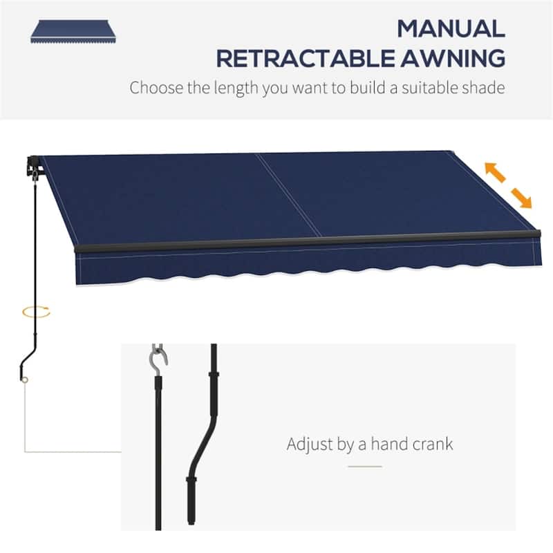 98.5" Wide Outdoor Adjustable Retractable Awning with UV Protected and Aluminum Frame - 98.5" W x 78.75" D