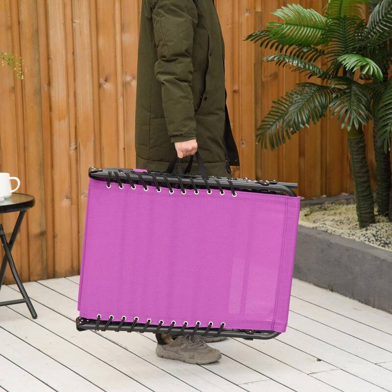 Foldable Chaise Lounge,4-Pos Recline,Trifold Portable,Breathable Mesh