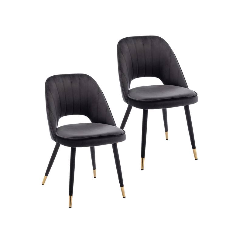 Porthos Home Orel Velvet Dining Chairs with Gold Trim, Set of 2
