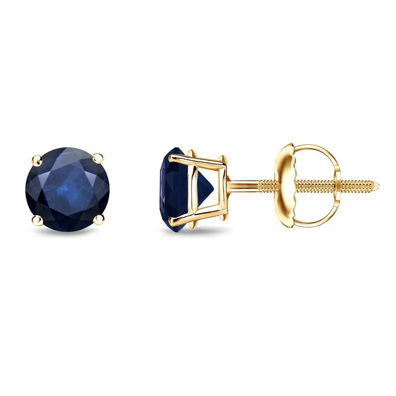 Auriya 14k Gold Round Sapphire Stud Earrings 1/2ctw - Yellow