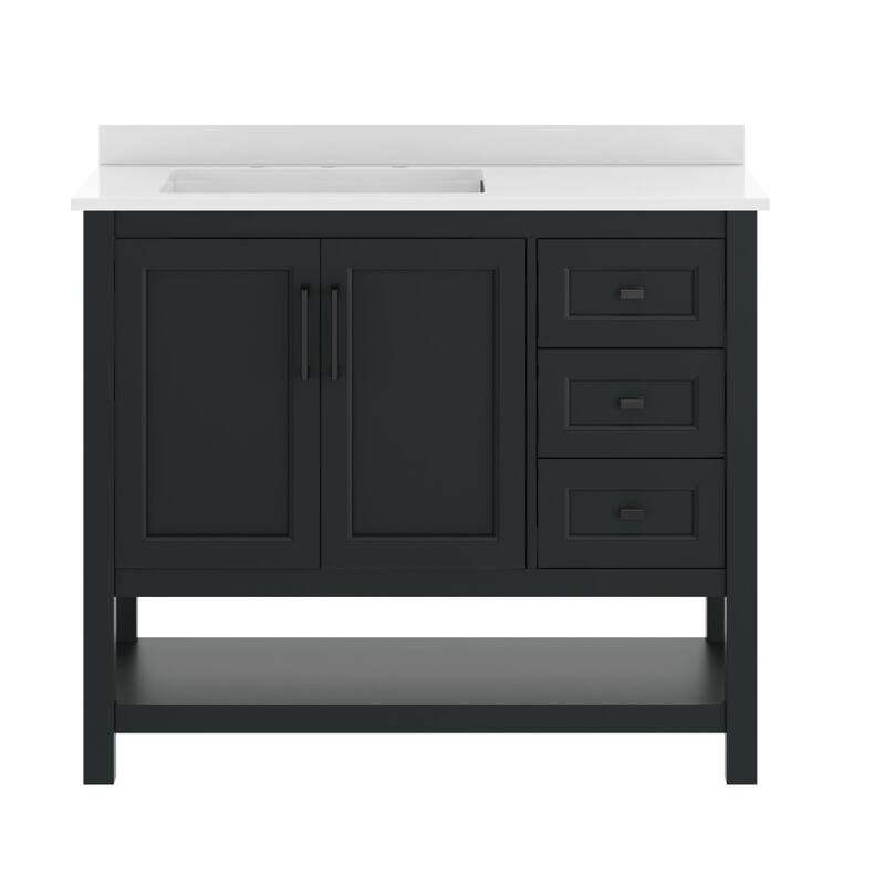 Bathroom Vanity with Sink, Open Storage, and Storage Drawers