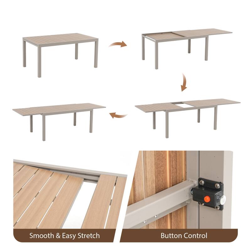 Expandable Aluminum Outdoor Dining Set with 6-8 Chairs