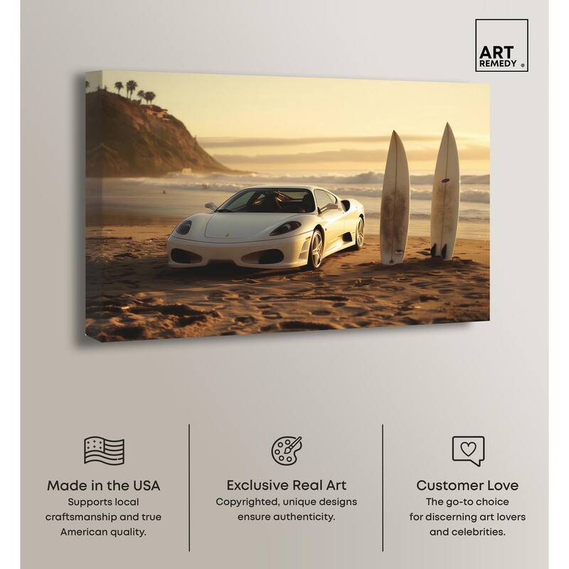 Sunset Beach Drive Canvas by Art Remedy, Gallery Wrapped
