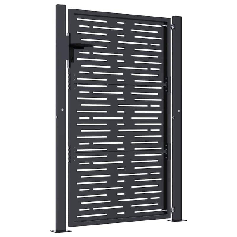 vidaXL Garden Gate Decorative Door Outdoor Anthracite Steel Square Design - 43.3 x 61.0"