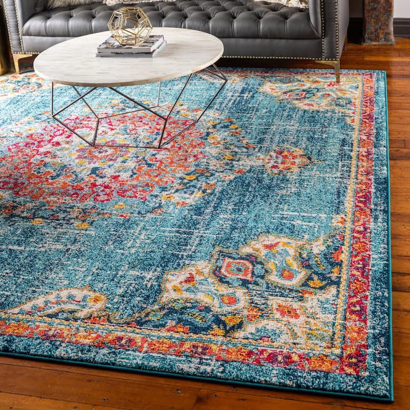 Traditional Koakburg Collection Area Rug - Blue - 7'1" Square