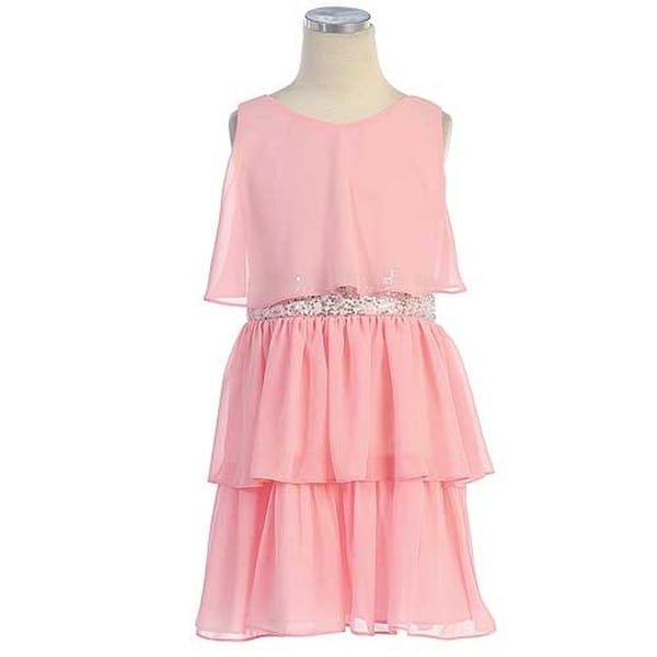 girls pink chiffon dress