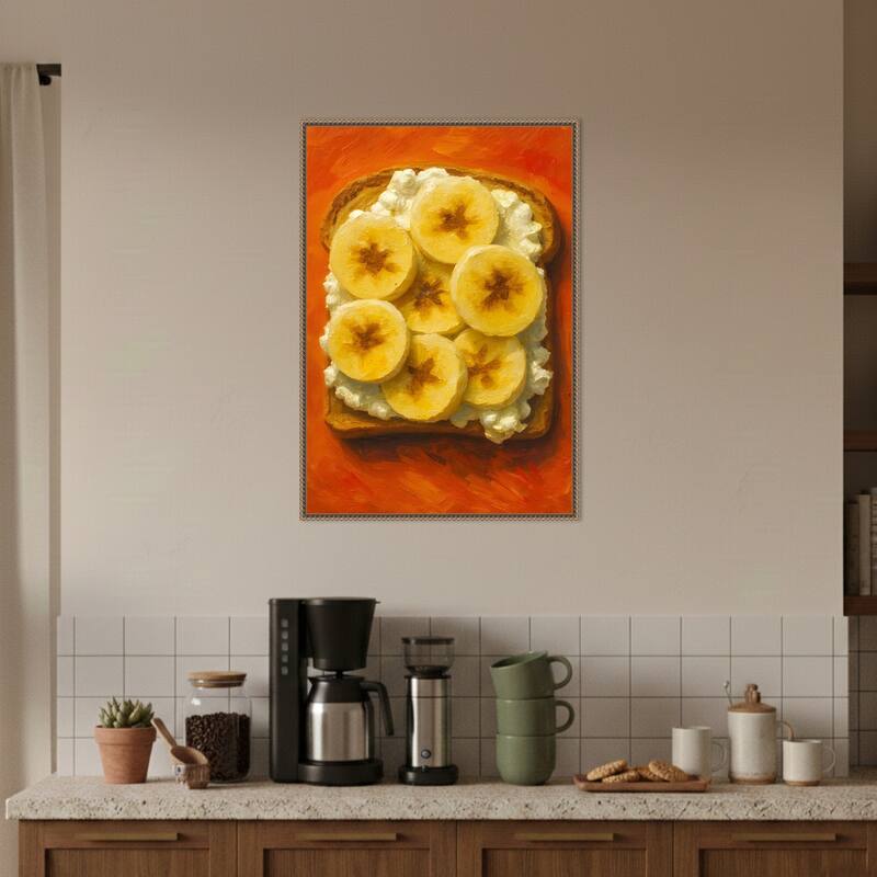 Toast With Cheese and Banana by Hugo Framed Canvas Wall Art Print