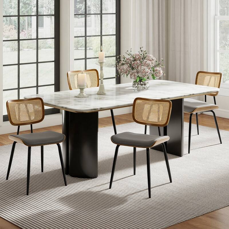 Faux Leather Upholstered Dining Chairs Set of 2/4 - 33.5"H x 19.3"W x 23"D