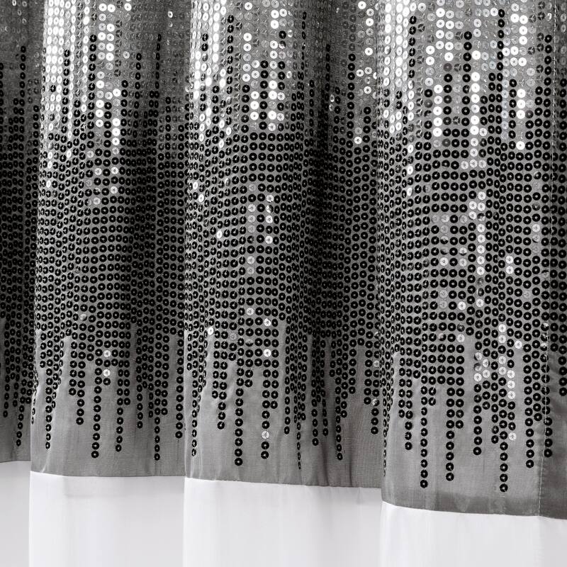 Silver Orchid Page Two-tone Faux Silk Glamorous Sequins Sparkle Single Curtain Panel