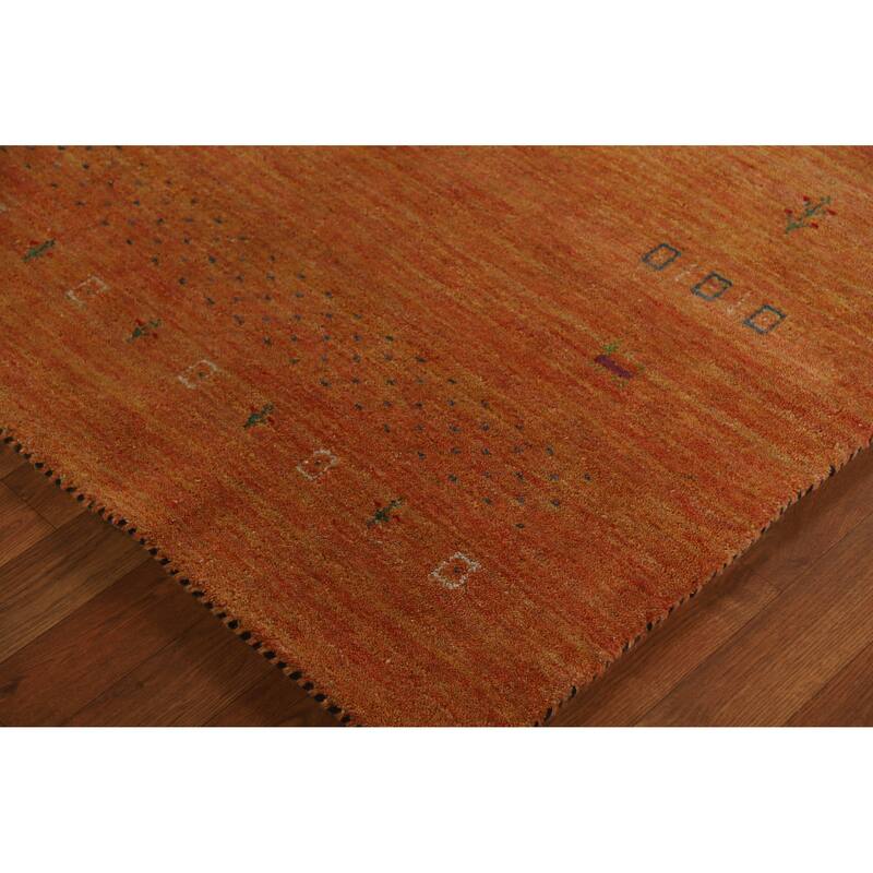 Hand Knotted Oriental 100% Wool Carpet Tribal Tribal Oranges & Rust Gabbeh Area Rug - 7' 8'' X 4' 11''