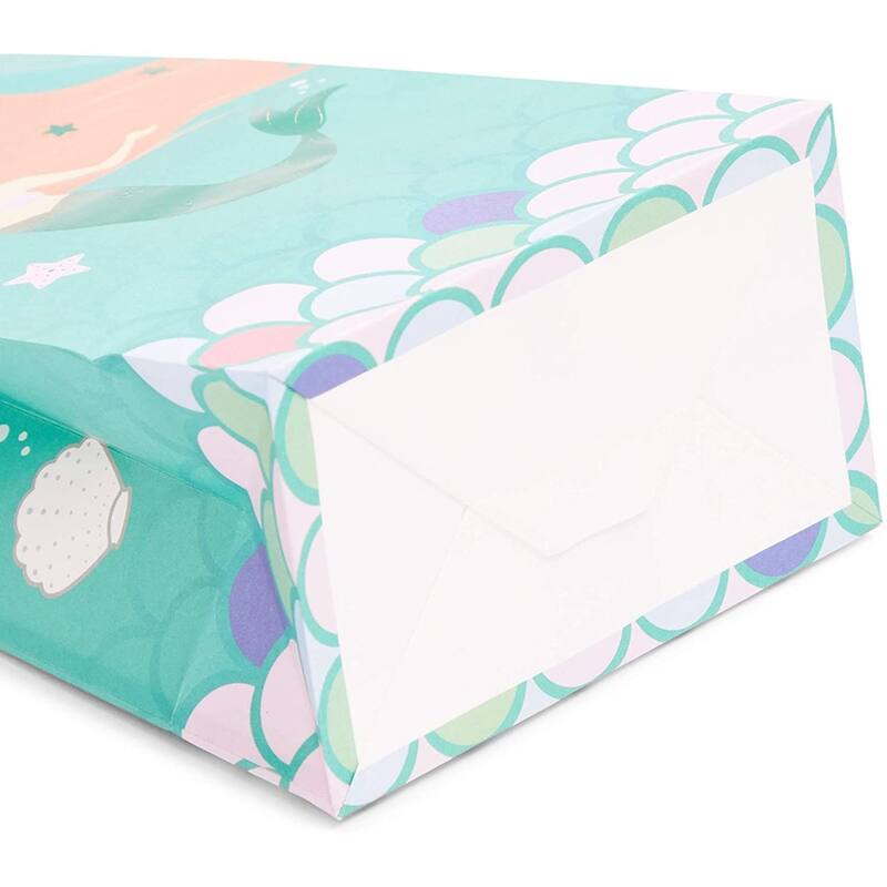 Blue Panda 24 Pack Mermaid Gift Bags with Handles for Party Favors (5.3 x 3.2 x 9 In)
