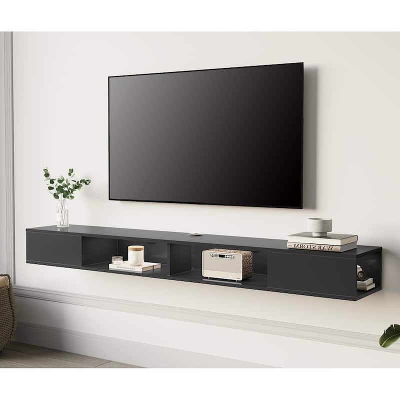 70 inch Floating TV Shelf for Wall, Entertainment Center for Living Room - Black