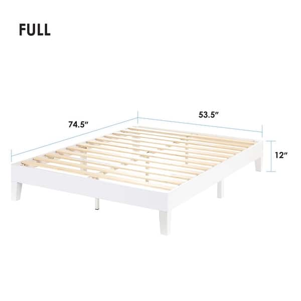 dimension image slide 4 of 8, Grand Solid Wood 12-inch Platform Bed Frame by Crown Comfort